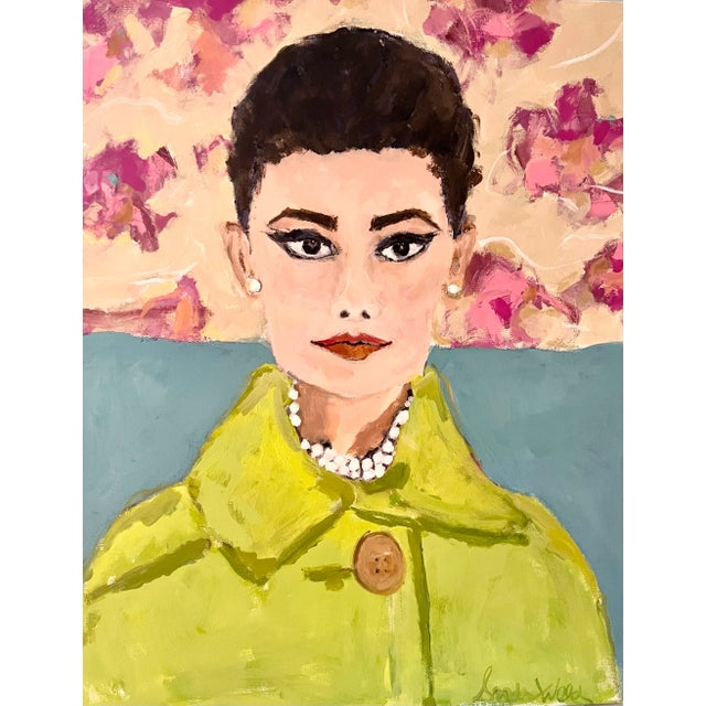 Audrey Hepburn Original Painting by Sandy Welch For Sale