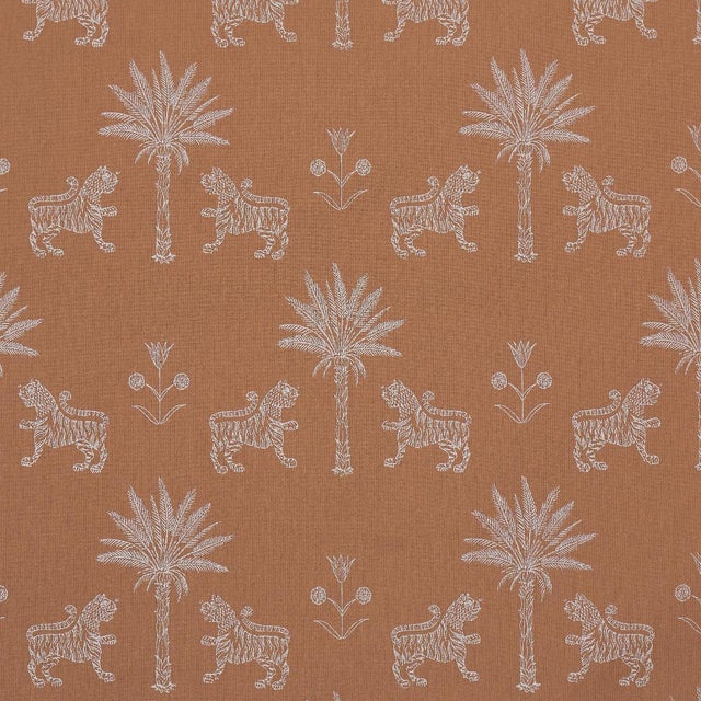 Sample - Schumacher Tiger Palm Silhouette Outdoor Fabric In Mediterranean Spice For Sale