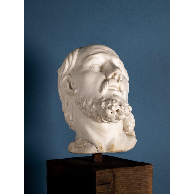 Girolamo Ticciati, Italian School Head of a Bearded Man with Long Hair, 1700s, Marble For Sale - Image 6 of 7