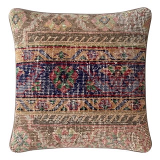 Navy Turkish Rug Pillow Cover 20'' X 20'' For Sale