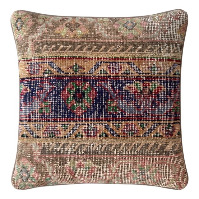 Navy Turkish Rug Pillow Cover 20'' X 20'' For Sale