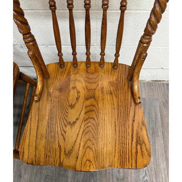 Antique Oak Pressed Back Barley Twist Dining Chairs - Full Set of 4 For Sale In Kansas City - Image 6 of 10