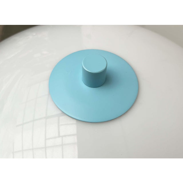 German Postmodern Table and Floor Lamps with Light Blue and White Swirl Pattern, 1980s, Set of 2 For Sale - Image 15 of 18
