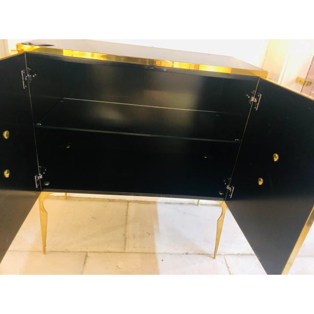 Early 21st Century Modern Italian Black Glass and Brass Sideboard For Sale - Image 9 of 9
