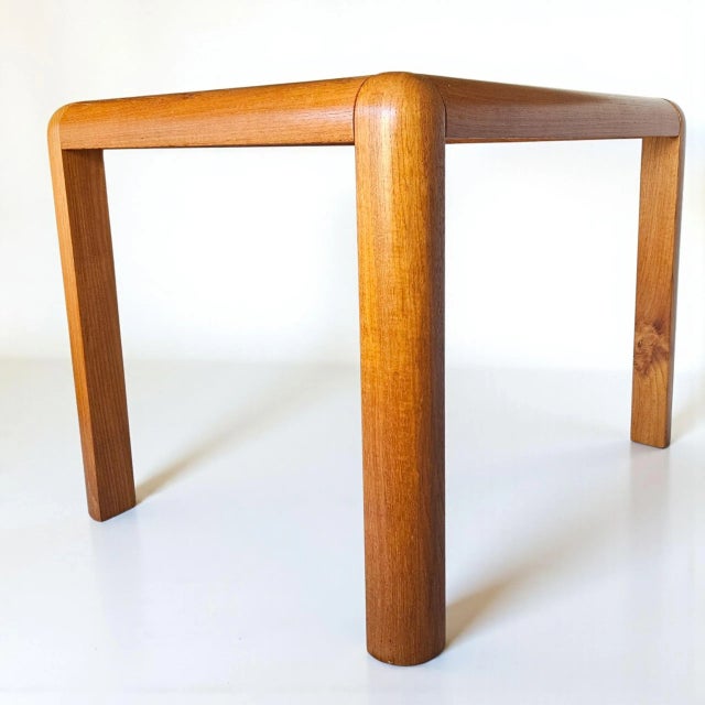 Mid-Century Modern Danish Modern Trioh Møbler Style Solid Teak Side Table With Rounded Edges & Glass Top For Sale - Image 3 of 12