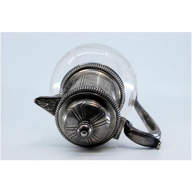 Wine Jug in Silver and Cut Glass, Neck with Friezes and Shells, Lid with Knob For Sale - Image 6 of 11