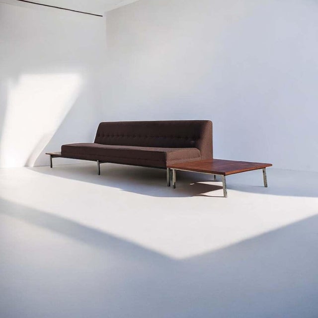 A substantial mid-century sofa system attributed to George Nelson for Herman Miller, combining upholstered seating, a...