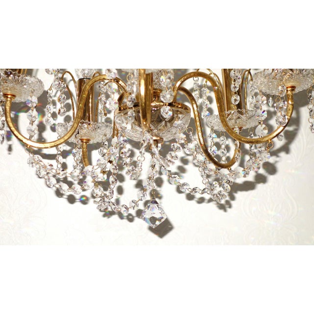 Brass and Lead Crystal 5-Light Chandelier from Preico, 1970s For Sale - Image 6 of 9