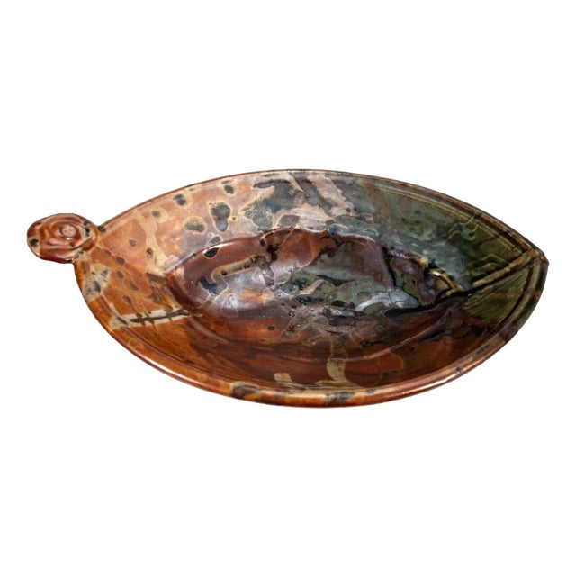 John Glick Modernist Stoneware Glazed Ceramic Serving Platter Signed and Stamped For Sale