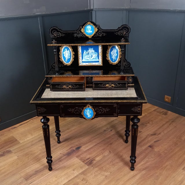 Ebonized Wooden Bonheur Du Jour Writing Desk For Sale - Image 12 of 18