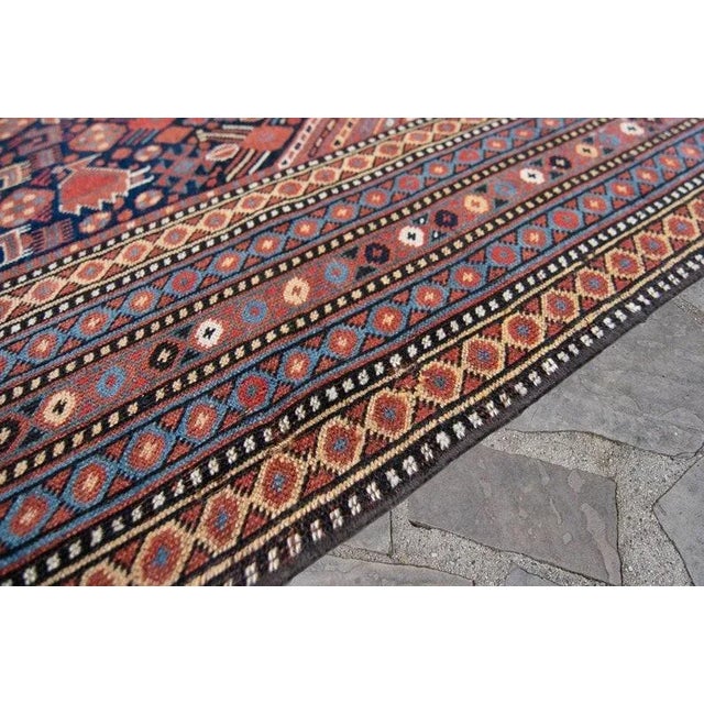 1920s 1920s Antique Medallion Geometric Figural Terra Cotta Wool Low Pile Hand-Knotted Rug - 5’7” X 11’9” For Sale - Image 5 of 10