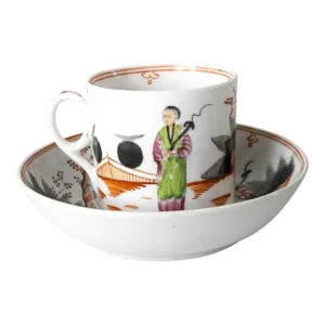 Early 19th Century English New Hall Porcelain Pattern 421 Chinoiserie Cup and Saucer