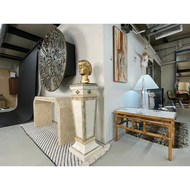 Stone Tall Neo-Deco Tessellated Stone Pedestal, Attributed to Maitland-Smith For Sale - Image 7 of 13