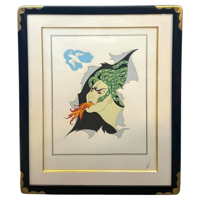 This important set includes a collection of seven lithographs by Erté, each portraying a deadly sin with exquisite detail-...