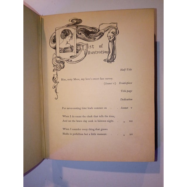 Signed One of a Kind Arts & Crafts Era Full Leather Hand-Bound Shakespeare's Sonnet's, 1899, Art Nouveau Illustrations by Henry Ospovat For Sale - Image 9 of 14