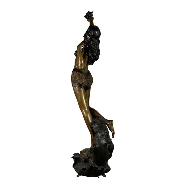 Large Art Nouveau Sea Maiden Bronze Fountain With Shell - 64" H For Sale In Dallas - Image 6 of 7
