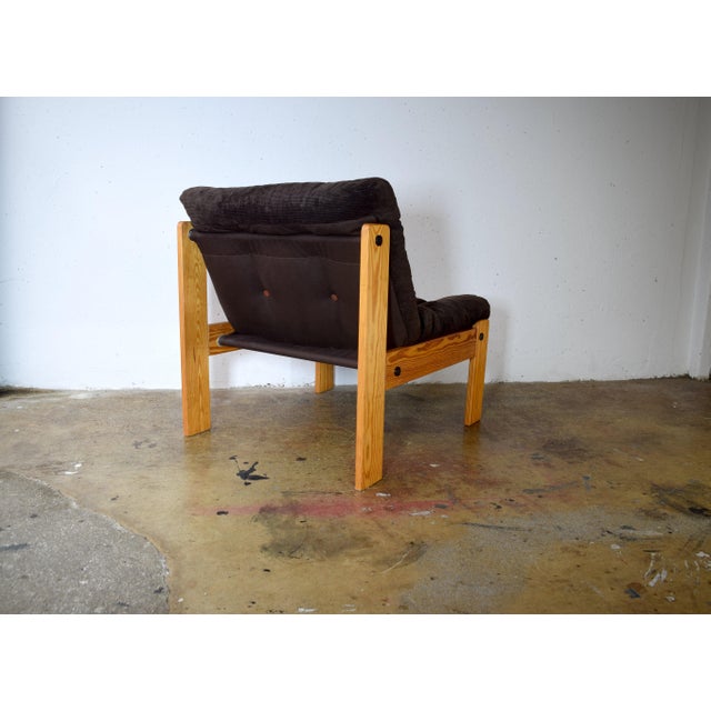 Mid-Century Modern Vintage Brutalist Corduroy Lounge Chair, 1970s For Sale - Image 3 of 10