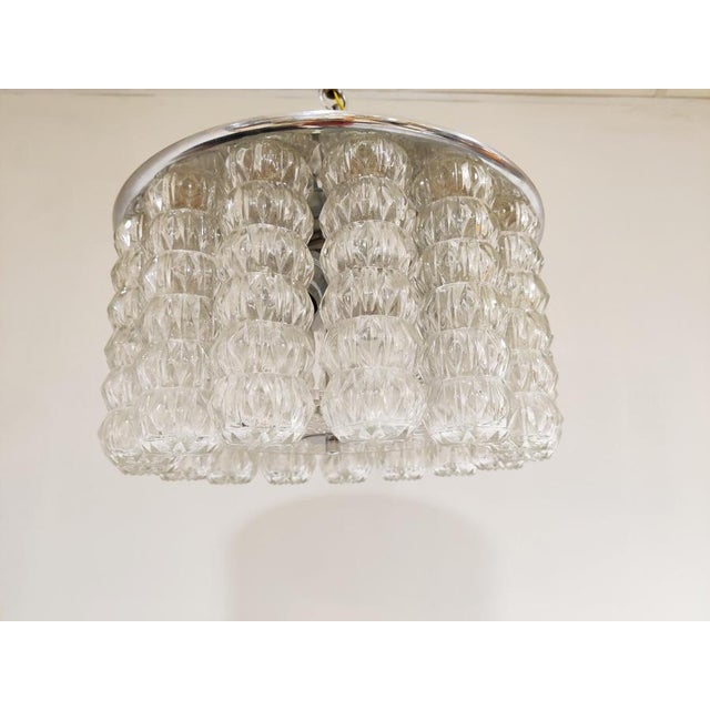 Mid-Century Glass and Chrome Chandelier, 1960s For Sale - Image 3 of 10