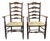 Matched Pair of Antique Eighteenth-Century English Ladderback Rush Seat Chairs For Sale