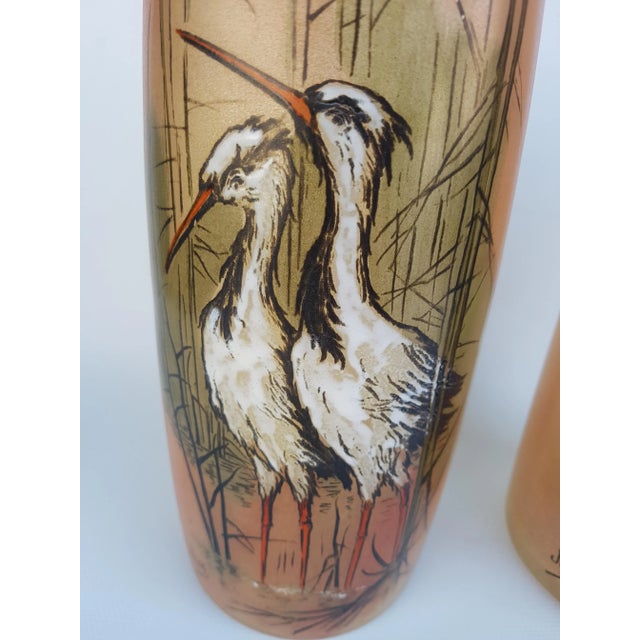 Antique Art Nouveau French Enamel and Hand-Blown Glass Vases by JEM, Set of 2 For Sale - Image 5 of 10