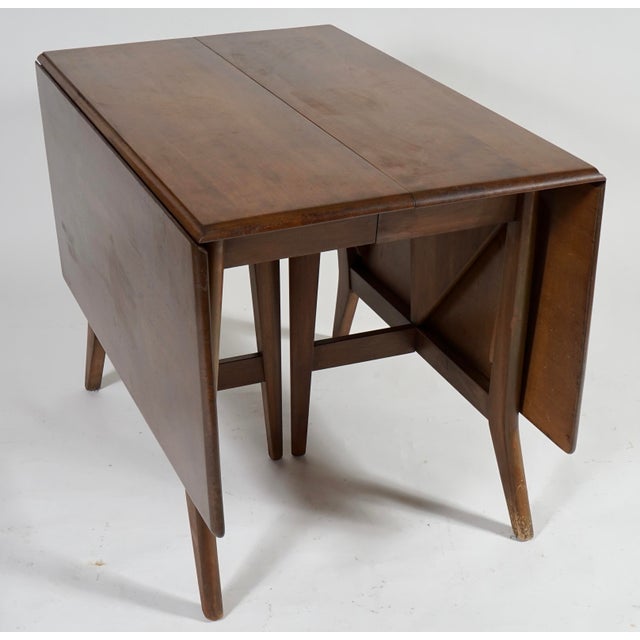 Wood Mid Century Modern Heywood Wakefield Gate Leg Drop Leaf Dining Table For Sale - Image 7 of 10