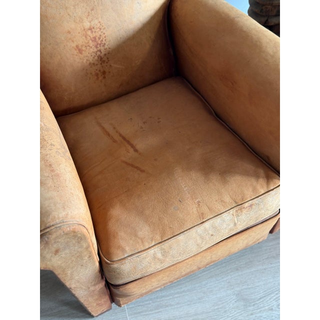 Vintage Pair of French Leather Moustache Chairs For Sale - Image 14 of 18