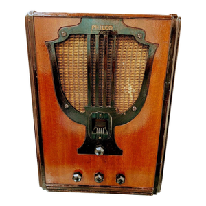 Vintage Philco Tombstone Tube Radio Lyre Shaped 1935