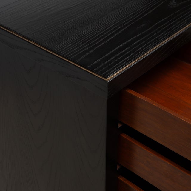 Desk in Black Oak With Brass Details by R&y Augousti For Sale - Image 13 of 15