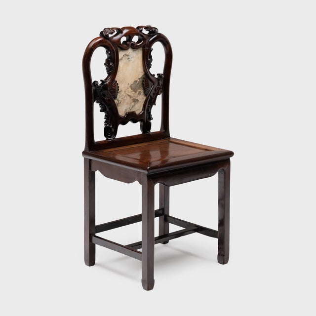 1930s Shanghai Deco Marble Back Chair, C. 1930 For Sale - Image 5 of 8