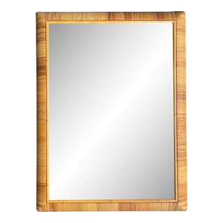 Vintage Boho Wrapped Rattan Mirror For Sale