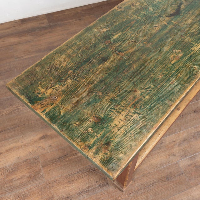 Rustic 19th Century Rustic Original Painted Work Console Table For Sale - Image 3 of 14