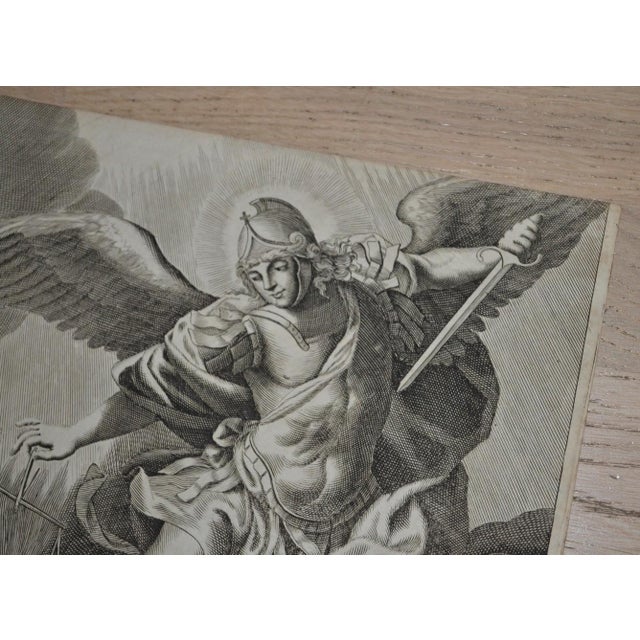 17th Century Religious Engraving of St. Michael, Lyon, Laurent Biesse For Sale - Image 4 of 10