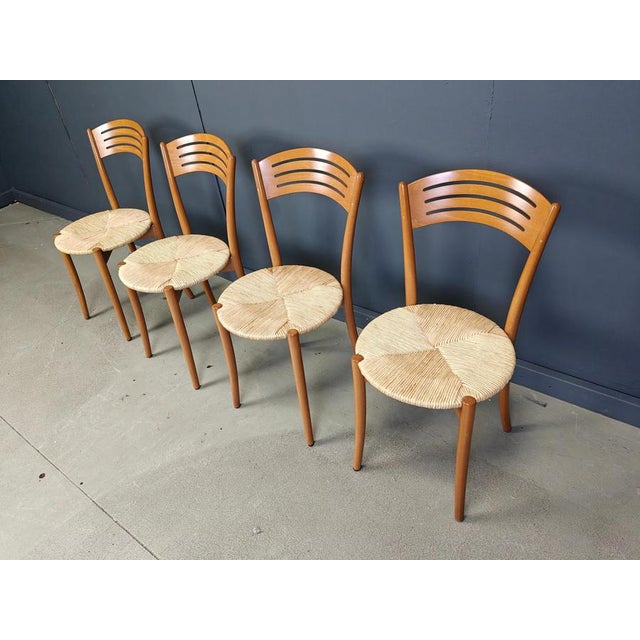 Brown Vintage Italian Bistro and Papercord Dining Chairs, 1980s, Set of 4 For Sale - Image 8 of 13