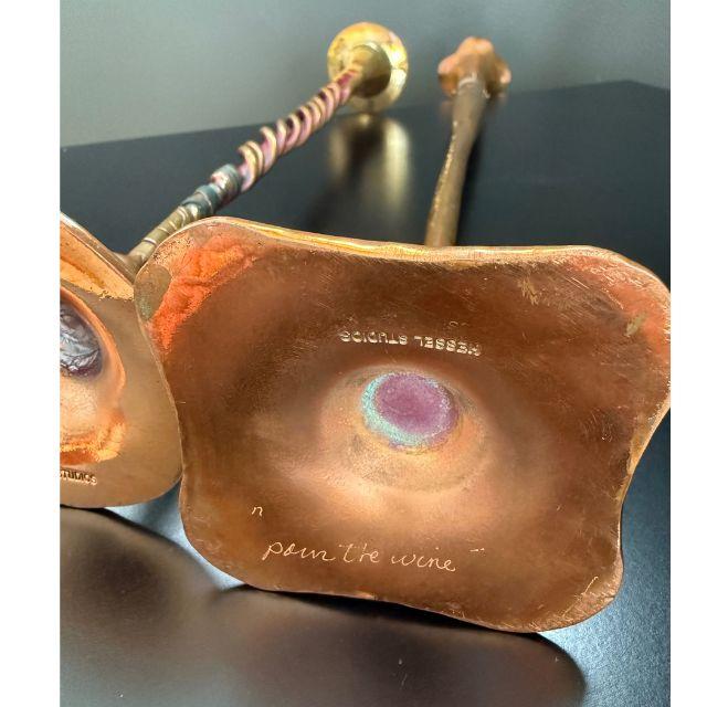 Hessel Studios Hammered Copper Candle Holders, "Pillar of Fire" & "Pour the Wine", Pair (2) For Sale - Image 12 of 12