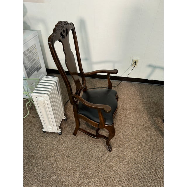 Mid 20th Century Mid 20th Century Pair of Fruitwood Chairs With Leather Seats For Sale - Image 5 of 12