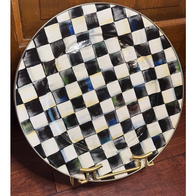Mackenzie Childs MacKenzie-Childs Courtly Check 16” Enamel Charger / Serving Platter For Sale - Image 4 of 8