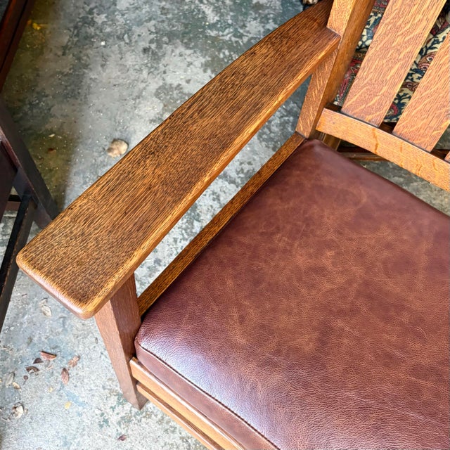 1910s Stickley Era Mission Oak Lounge Chair For Sale - Image 9 of 11