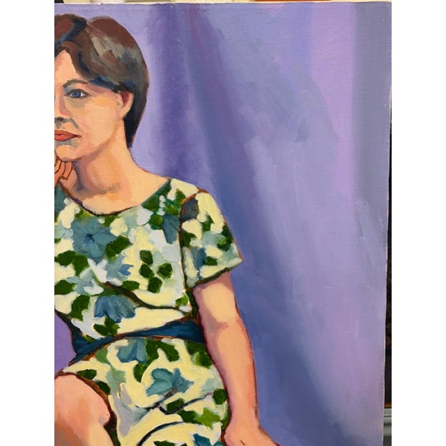 Purple American Modernism Painting - Floral Dress, Signed For Sale - Image 8 of 9