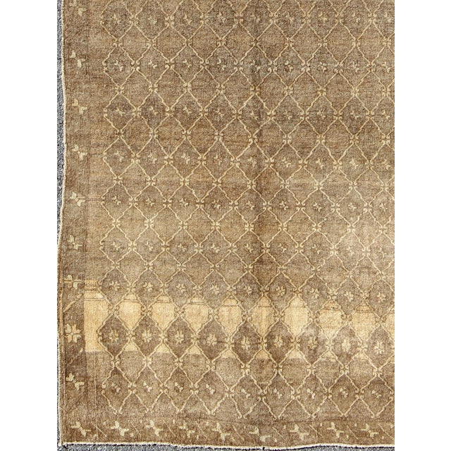 Measures: 5'4 x 11'8 Vintage Turkish Mid-Century Gallery Rug in Taupe and Warm Brown. Keivan Woven Arts / Rug /EN-483,...