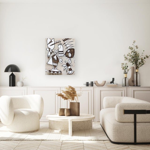 Sculpture Materials Stout No Doubt - Neutral Beige Abstract Modern Organic Shape Mixed Media Artwork on Canvas by Rue Bootay For Sale - Image 7 of 8