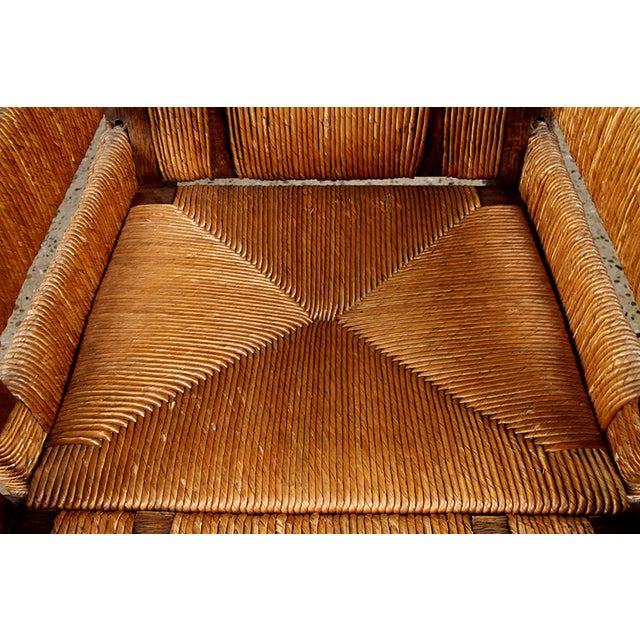 Bespoke Hand-Rushed Oak Lounge Chairs - a Pair For Sale - Image 10 of 11