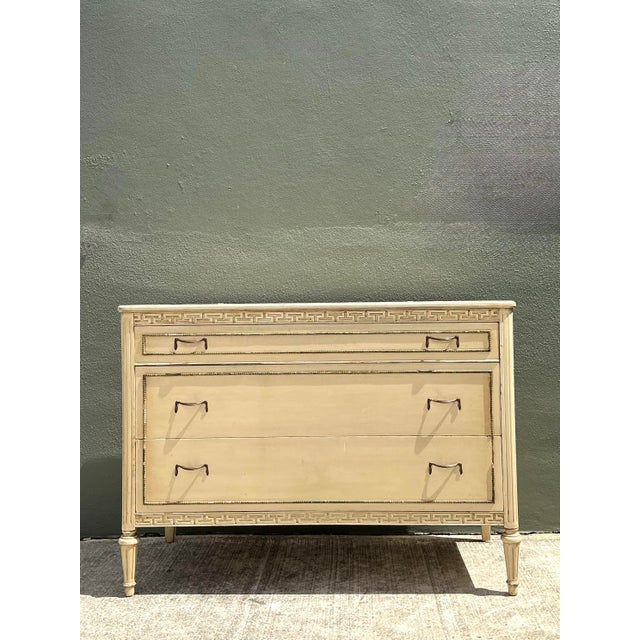 Vintage Distressed Greek Key Chest of Drawers For Sale - Image 4 of 12