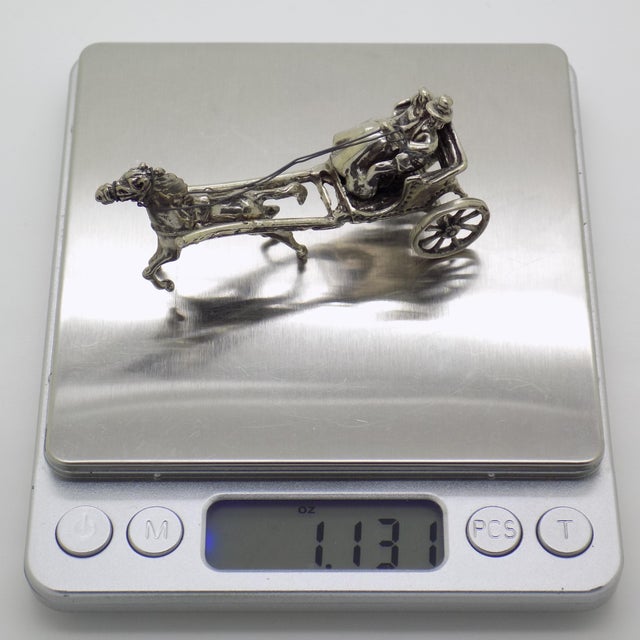 Vintage Italian Handmade Genuine Sterling Silver 925 Romantic Carriage Figurine For Sale - Image 10 of 11