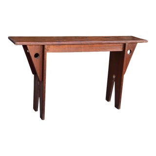 Vintage Farmhouse Country Pine Long Entryway Bench For Sale