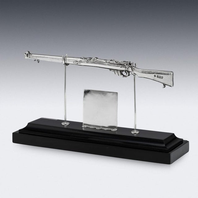 Wood Antique English Silver Rifle Shooting Trophy, London, 1915 For Sale - Image 7 of 18