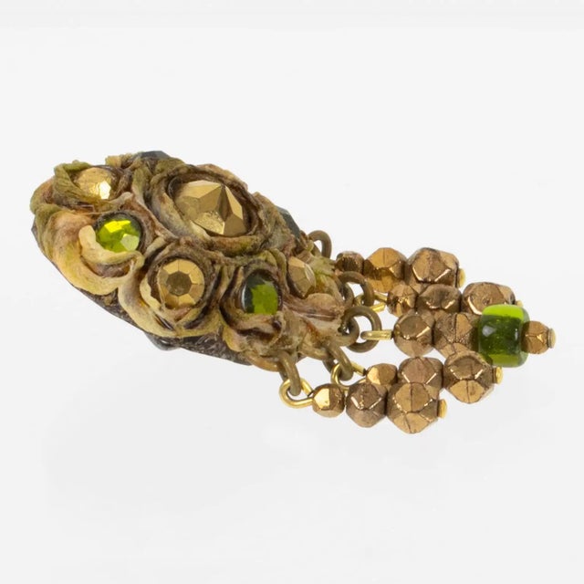 Henry Perichon Talosel Clip Earrings with Bronze and Green Cabochons For Sale In Atlanta - Image 6 of 7