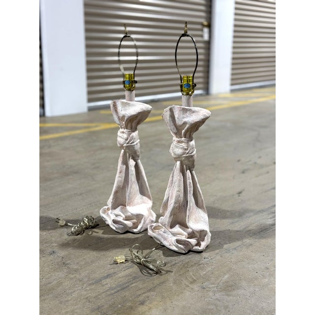 1970s Drapped Knotted Table Lamps After John Dickinson For Sale - Image 6 of 16