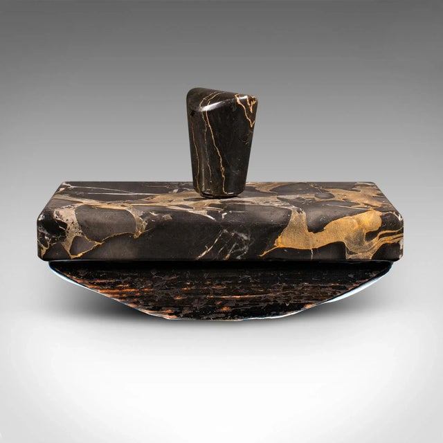 This is a vintage ink blotter. An English, marble desktop accessory or paperweight, dating to the Art Deco period, circa...