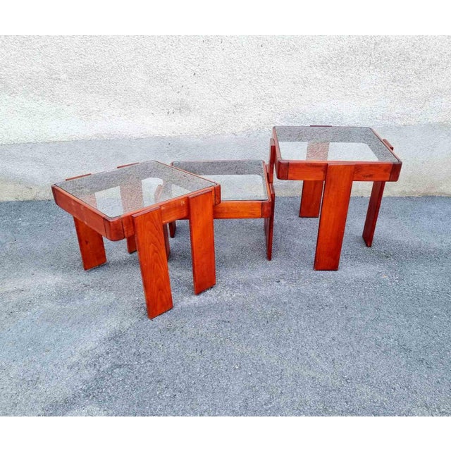 Nesting Tables by Gianfranco Frattini for Meblo, Italy, 1970s, Set of 3 For Sale - Image 9 of 14