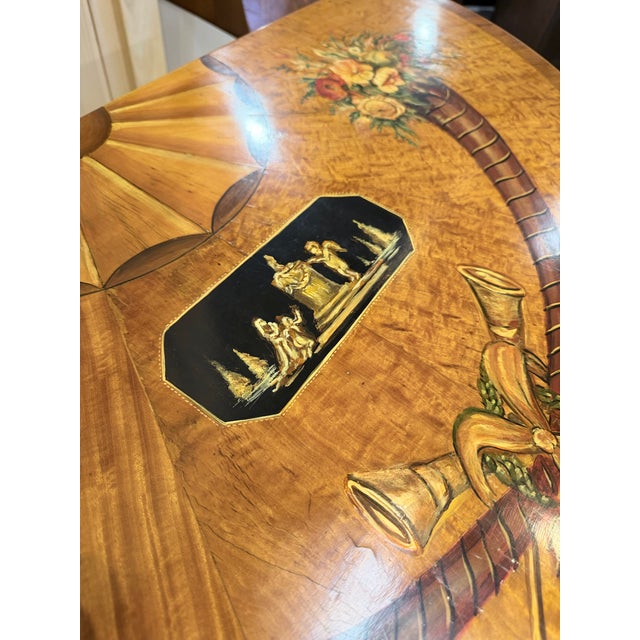 Antique Neoclassical Marquetry Demilune Console Table For Sale In New York - Image 6 of 9